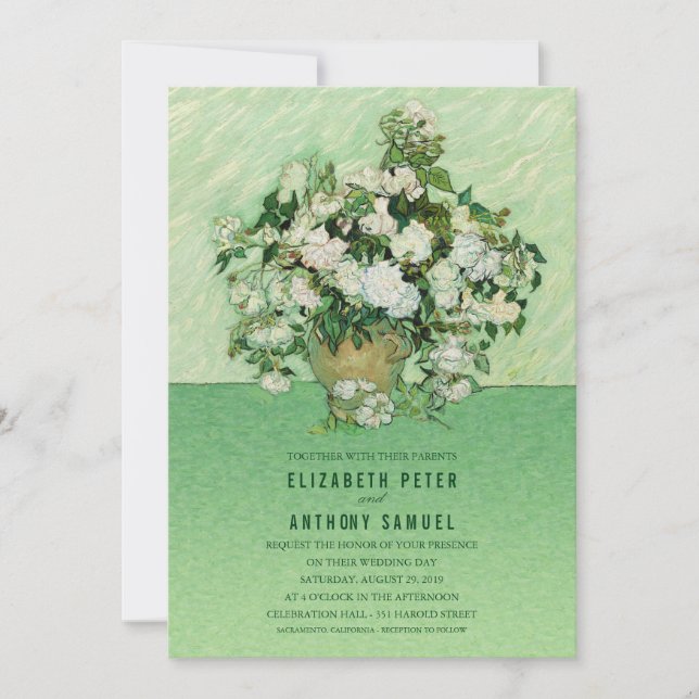 Convite Casamento Único da Vintage Flor Criativa Vase (Frente)
