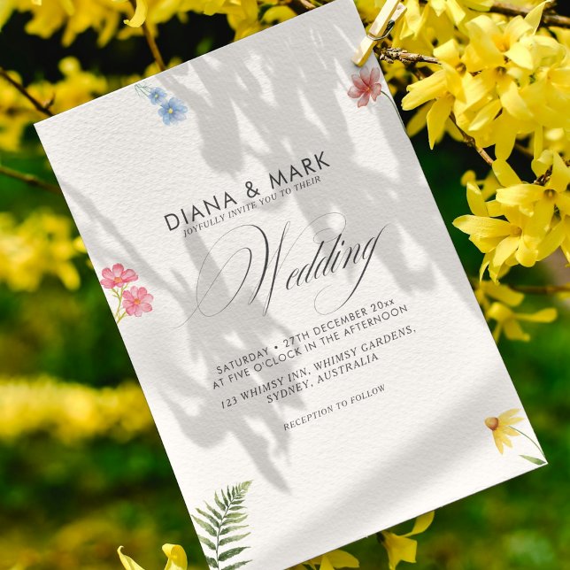 Convite Casamento Único de Bold Boho Rosa Chic Wildflower (Criador carregado)