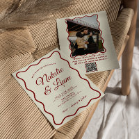 Casamento Único De Foto Funky Retro-Ivory Bold Mod