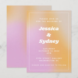 Convite Casamento Único de Gradiente Rosa-Abstrato Moderno