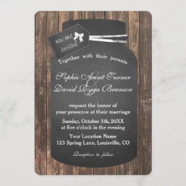 Convite Casamento Único de Jar Chalkboard de Chic Rustic M