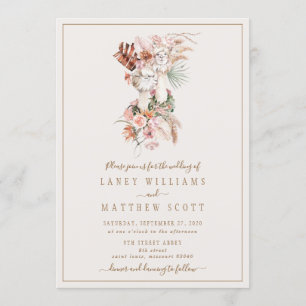 Convite Casamento Único do Casal Romântico de Noiva Llam