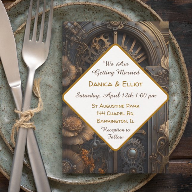 Convite Casamento Único do Cobre Steampunk (Criador carregado)