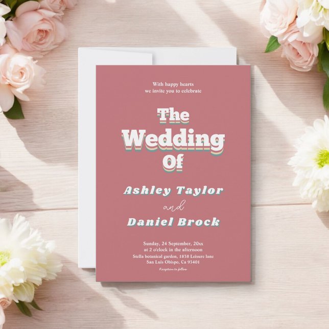 Convite Casamento Único do Groovy Retro 70s (Criador carregado)