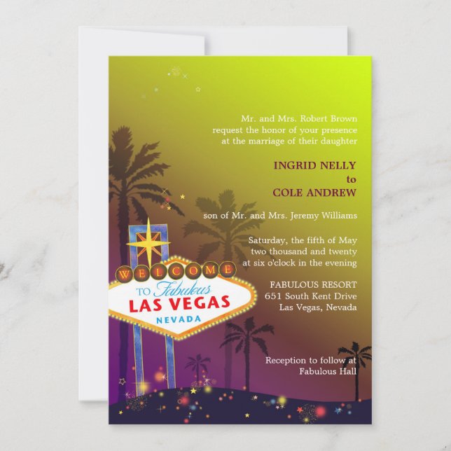 Convite Casamento Único e Bonito Viva Las Vegas (Frente)