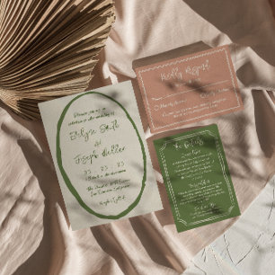 Convite Casamento Único Escrito Desenhado À Mão