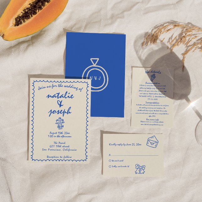 Convite Casamento Único Esquisito Desenhado Em Mão Retroat (Criador carregado)