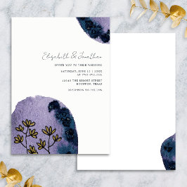 Convite Casamento Único Floral Marinho Azul Roxo