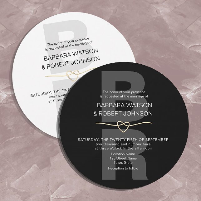 Convite Casamento Único, Negro e Branco (Criador carregado)