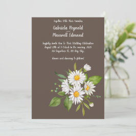 Convite Casamento Único Russo de Margarida Branca Floral