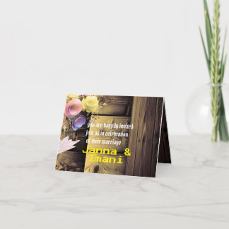 Convite casamento único texturizado de madeira