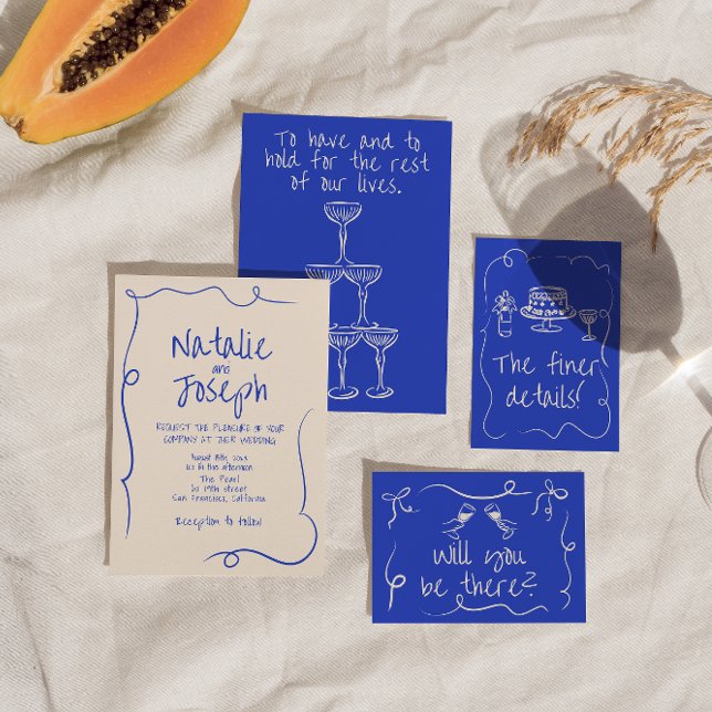 Convite Casamento Unique Funky Moderno Desenhado à Mão (Criador carregado)