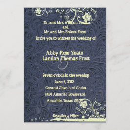 Convite Casamento utilizado ferramentas azul do laço do