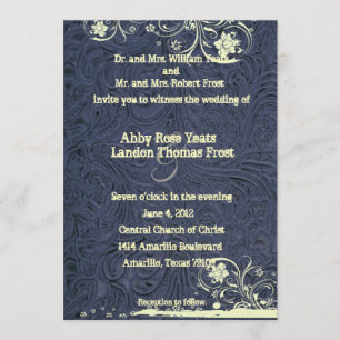 Convite Casamento utilizado ferramentas azul do laço do