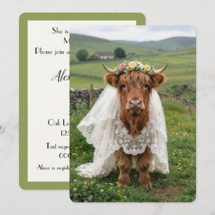 Convite Casamento Vaca Highland Chuva de Casamento