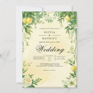 Convite Casamento Verdant Citrus Flourish