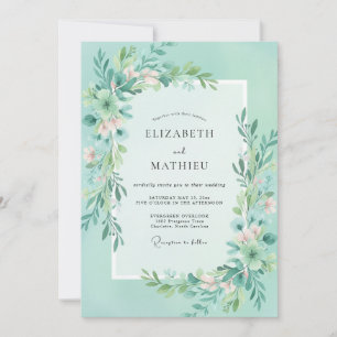 Convite Casamento Verde Água Sage