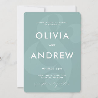 Convite Casamento Verde Ampersand Pastel Seafoam