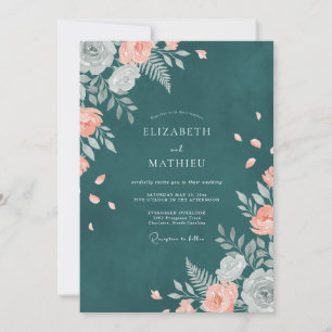 Convite Casamento Verde Azul Dourado Ranunculus Eucalipto 