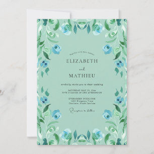 Convite Casamento Verde-azulado Hortelã