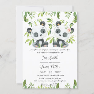 Convite Casamento Verde Bamboo Verde Pandas