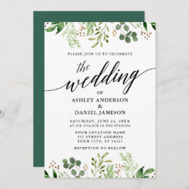 Convite Casamento Verde Botânico por Caligrafia Moderna