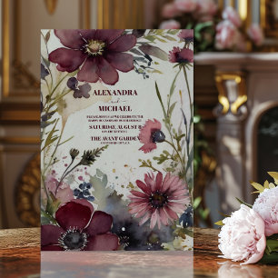 Convite Casamento Verde Burgundy Red Blush