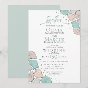 Convite Casamento Verde-chato de coral