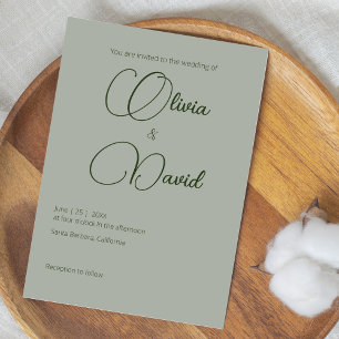 Convite Casamento Verde Clássico Sage