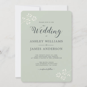 Convite Casamento Verde com a Folhagem de Marfim e Pastel