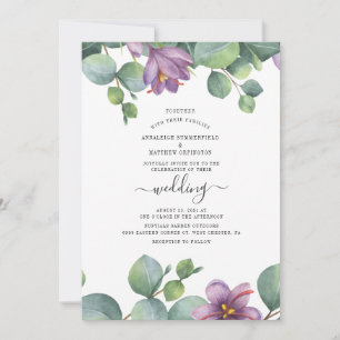 Convite Casamento Verde com Aquarela de Eucalipto