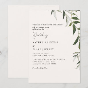 Convite Casamento Verde com Champanhe Claro