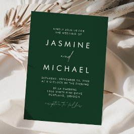 Convite Casamento Verde com Roteiro Minimalista Moderno