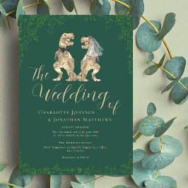 Convite Casamento Verde com Tema de Dinossauro
