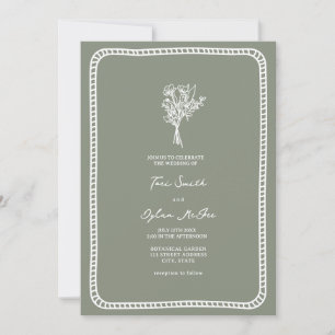 Convite Casamento Verde Da buquê Blush Sage