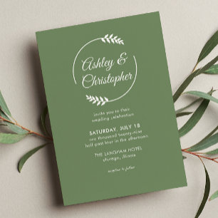 Convite Casamento Verde da Camouflage com Frame Foliage Mo