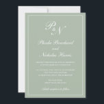 Convite Casamento Verde da Elegante Monograma Formal Sage<br><div class="desc">O convite de casamento verde ao estilo tradicional, com um design simples e clássico, com seu monograma inicial e seus nomes em um dentro de caligrafia elegante de uma fronteira fina. Todos os elementos de design podem ser alterados na ferramenta de edição de design. Estes convites de casamento elegantes são...</div>