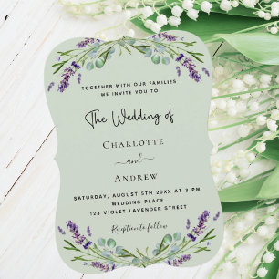 Convite Casamento verde da lavanda verde da Sage