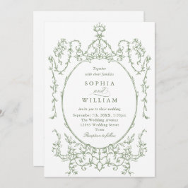 Convite Casamento Verde da Ornamentado Vitoriana Grace Flo