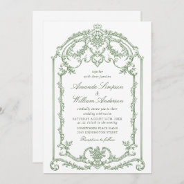 Convite Casamento Verde da Ornamentado Vitoriana Grace Flo