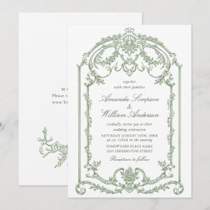Convite Casamento Verde da Ornamentado Vitoriana Grace Flo