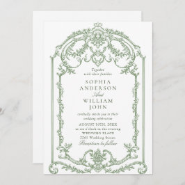 Convite Casamento Verde da Ornamentado Vitoriana Grace Flo