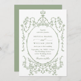 Convite Casamento Verde da Ornamentado Vitoriana Grace Flo