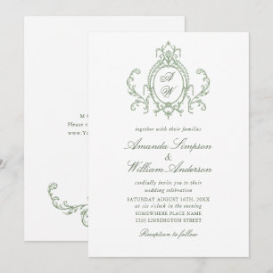 Convite Casamento Verde da Ornamentado Vitoriana Grace Flo