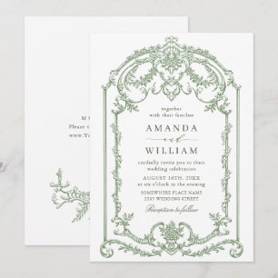 Convite Casamento Verde da Ornamentado Vitoriana Grace Flo