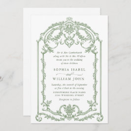 Convite Casamento Verde da Ornamentado Vitoriana Grace Flo