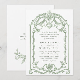 Convite Casamento Verde da Ornamentado Vitoriana Grace Flo