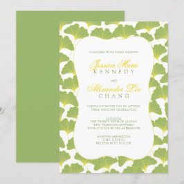 Convite Casamento verde da Primavera de Árvore Gingko 2