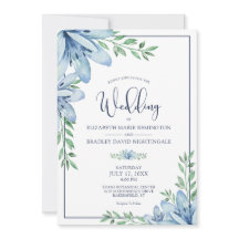 Casamento verde das Flores Azuis Florais Elegantes