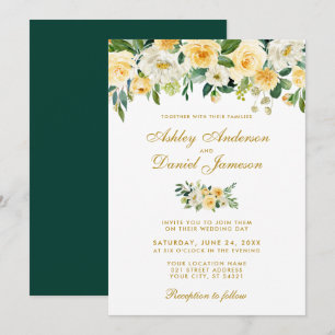 Convite Casamento Verde de Caçador Amarelo-Dourado